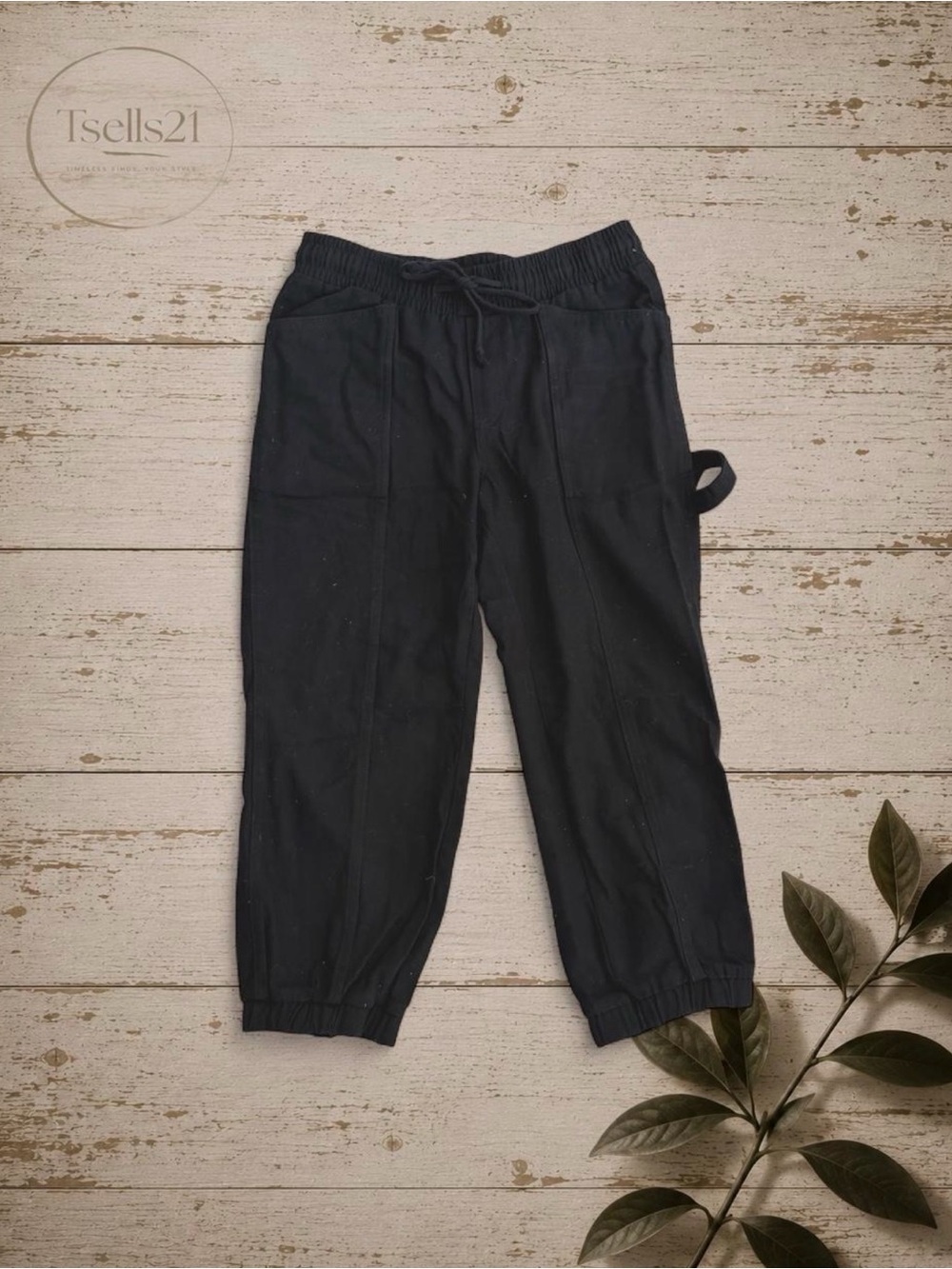 Style & Co. Black Cotton Cropped Utility Jogger Pants - Size S